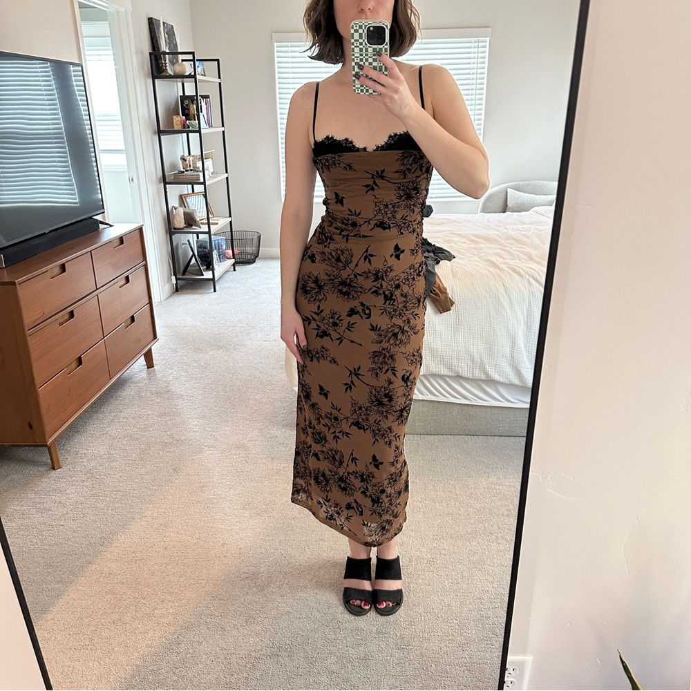 Floral Brown Cocktail Dress